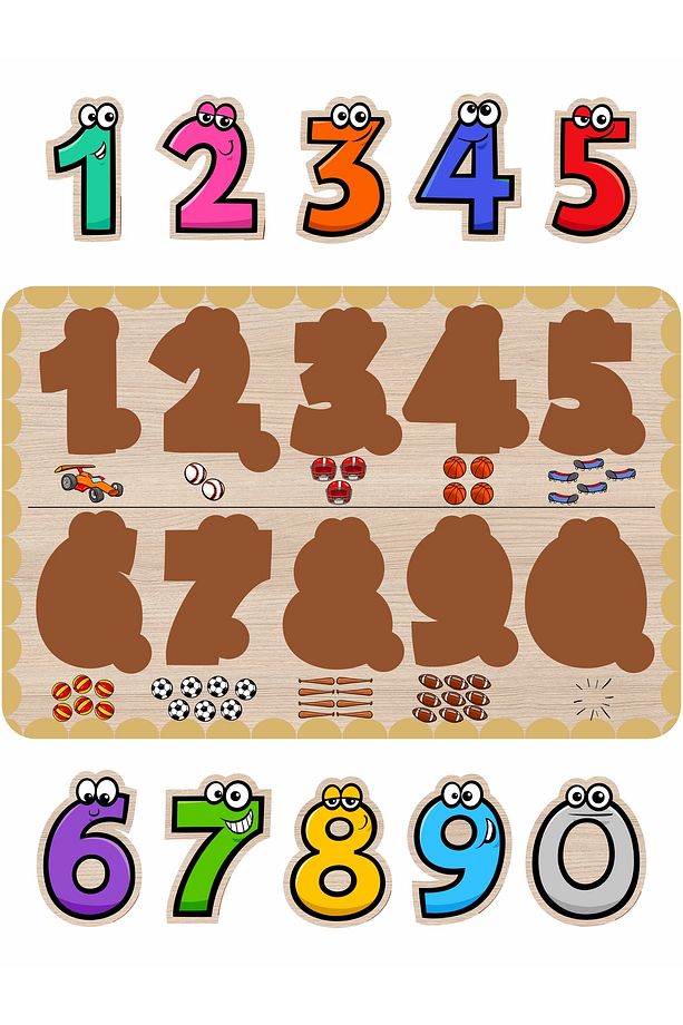Sevimli Hayvanlar, Taşıtlar, Sebzeler ve Sayılar Ahşap Bultak Set - 5