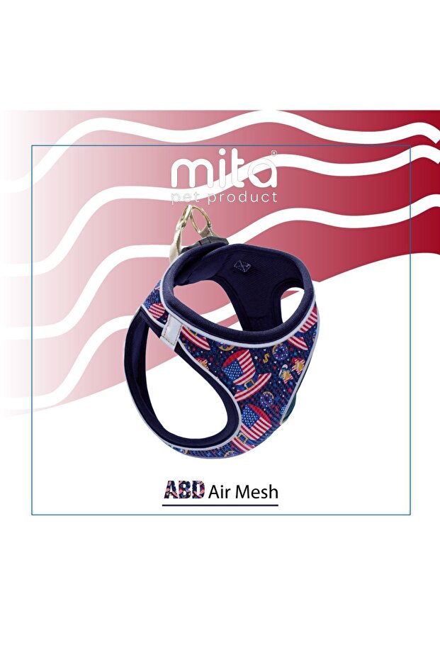 Mita Air Mesh Cat Dog Collar Double Reflective, Anti-Sweat America / design L