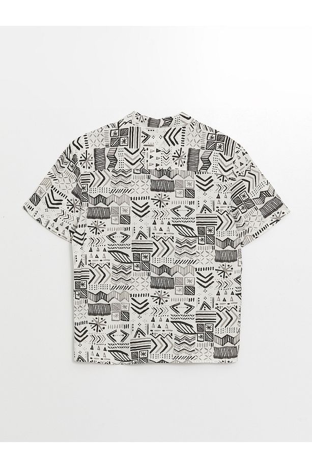 Regular Fit Kısa Kollu Desenli Poplin Erkek Gömlek - 7