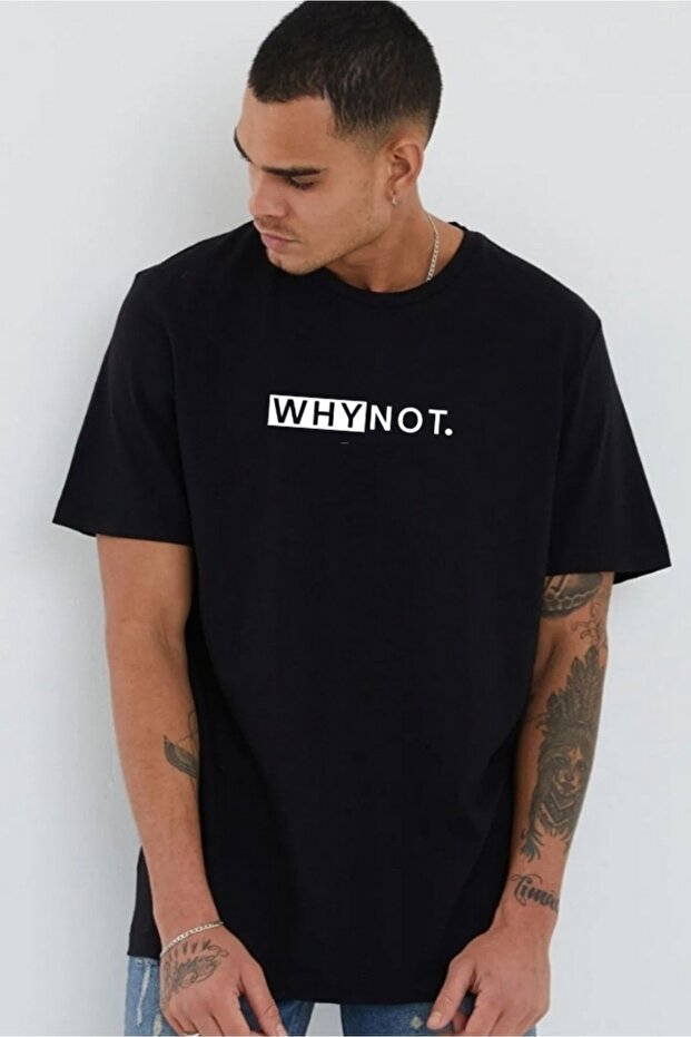 Unisex Why Not Oversize Crew Neck Printed T-shirt