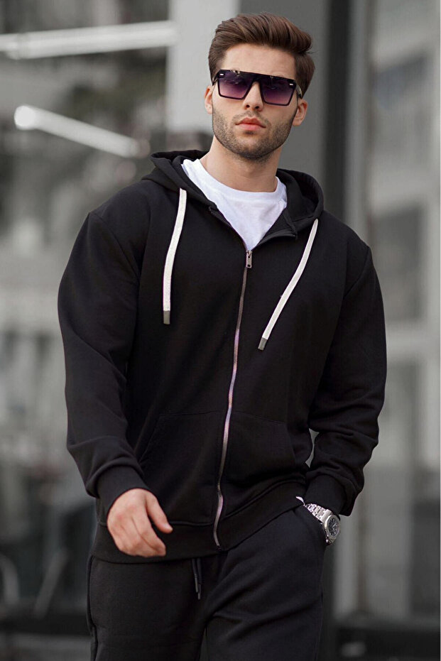 Men's Oversize Casual Stretchy Three Thread Raster Cardigan