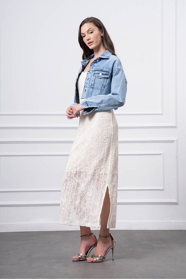 Crop Kot Ceketli Midi Elbise - 3