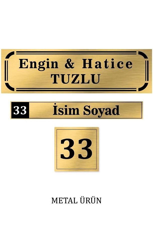 Kapı Isimliği, Kapı Numarası, Posta Kutusu Etiketi Krom Altın - 1