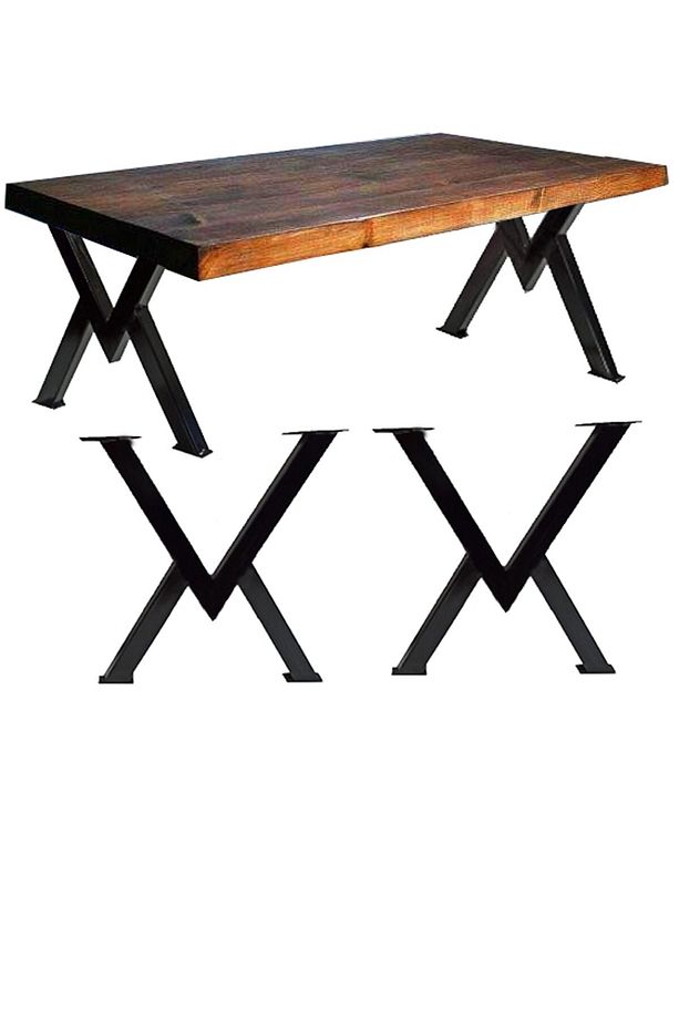 Sehpa Ayağı Masif Ahşap Kütük Orta Sehpa Ayakları Metal Ayak - 2