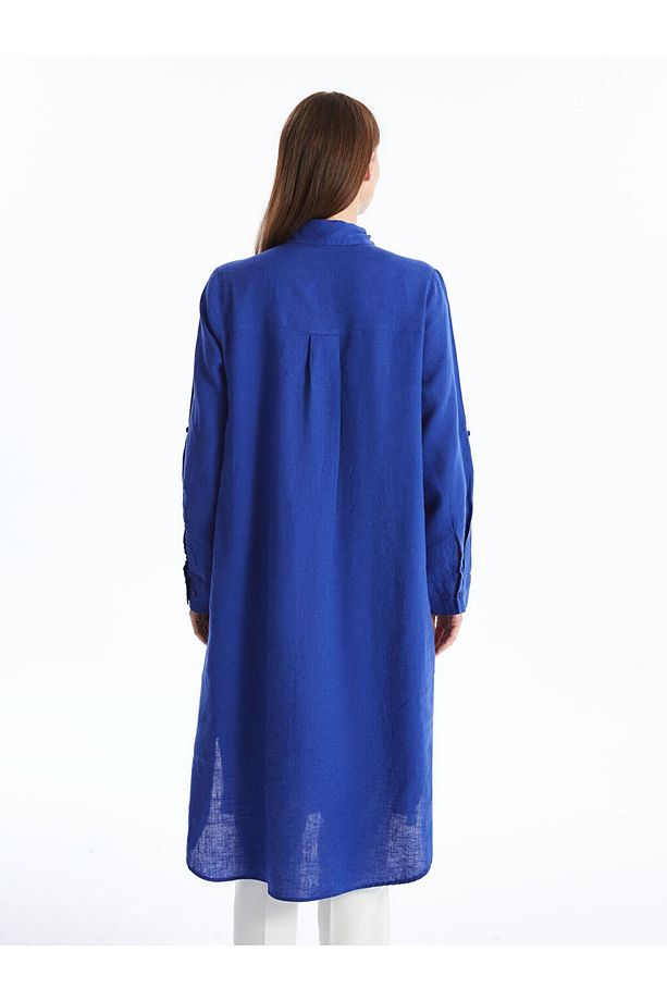 LCW Düz Oversize Keten Kadın Gömlek Tunik - 4