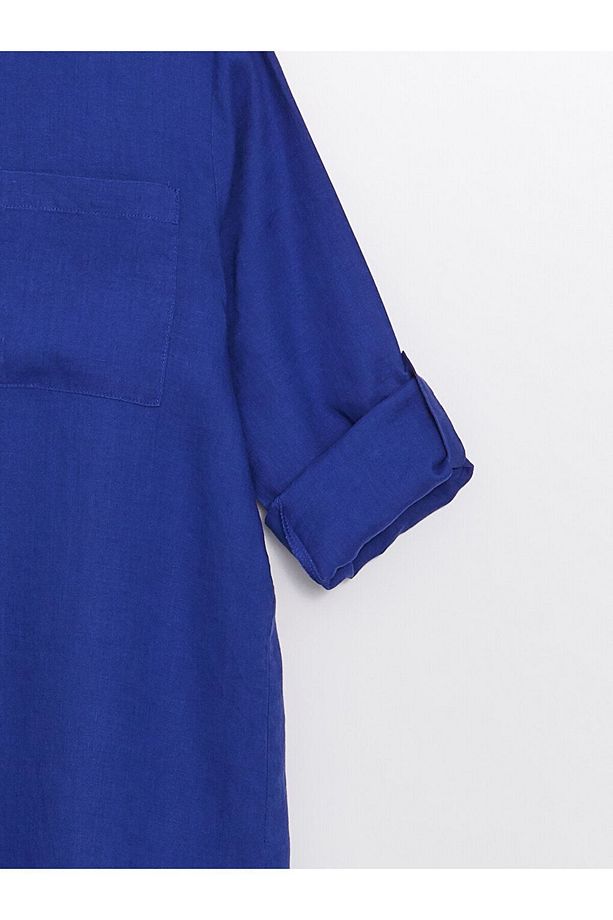 LCW Düz Oversize Keten Kadın Gömlek Tunik - 6