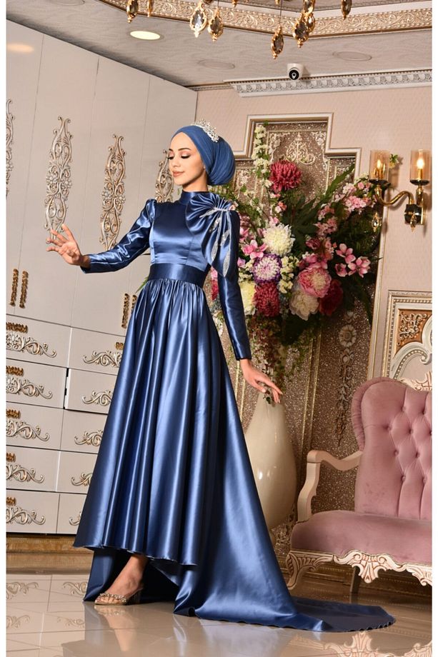 Narin Indigo Abiye Elbise - 8