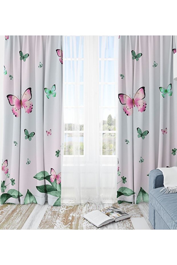 Butterfly Velvet Fabric Digital Printed Single Wing Children's Background Curtain
