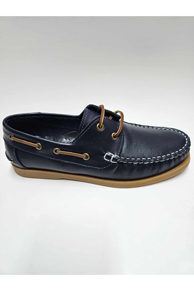 Genuine Leather Dark Blue Lace-Up Lightweight Comfortable Flexible Men's Shoes
