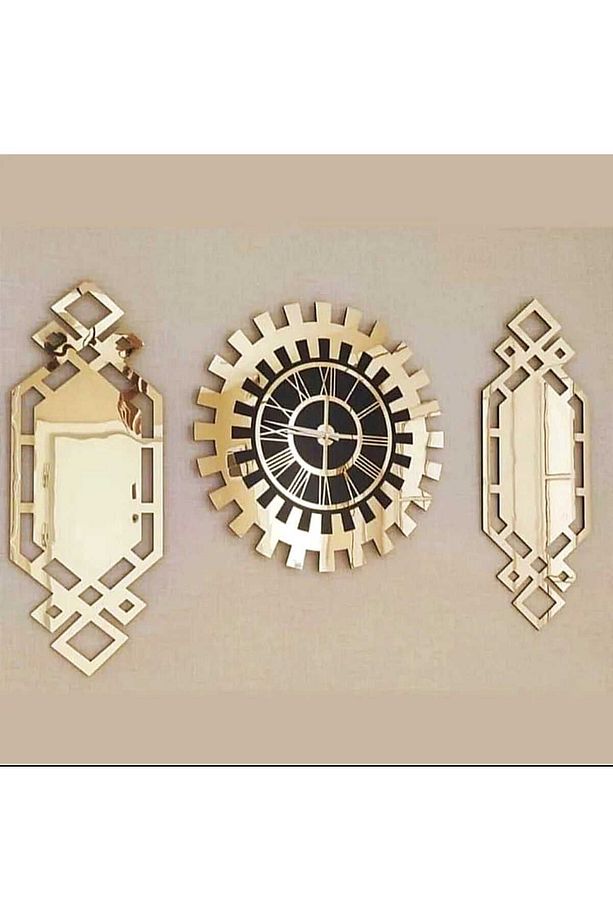 Dekoratif 3d Kabartmalı El Boyaması Piyano Model Duvar Saati, Tablo 3 Parça - 1