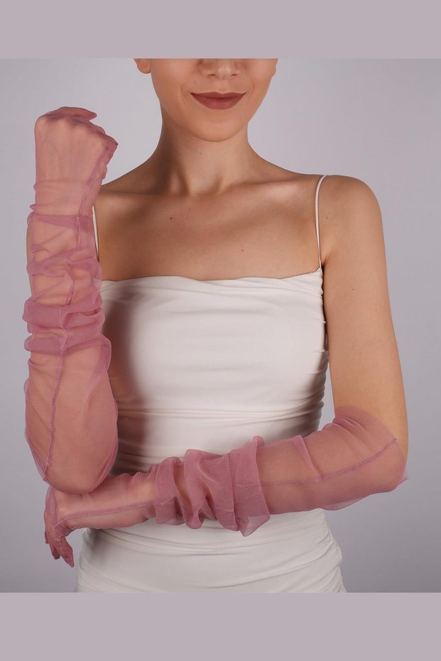 Dusty Rose Long Stylish Bridal Gloves Tulle Gloves Wedding/Wedding Gloves