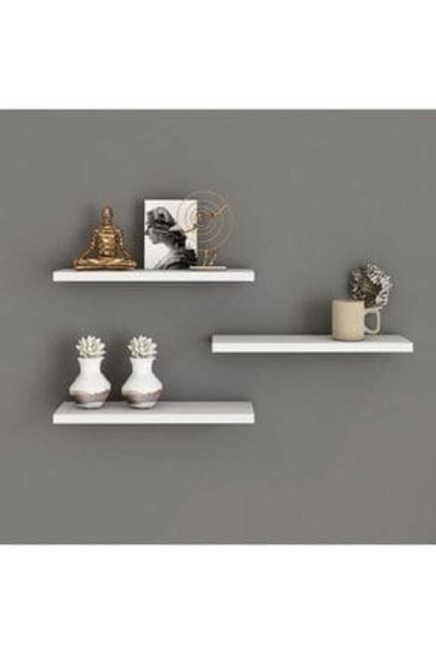 Dekoratif gizli monte duvar rafı uçan raf 30*12 cm 3 adet - 1