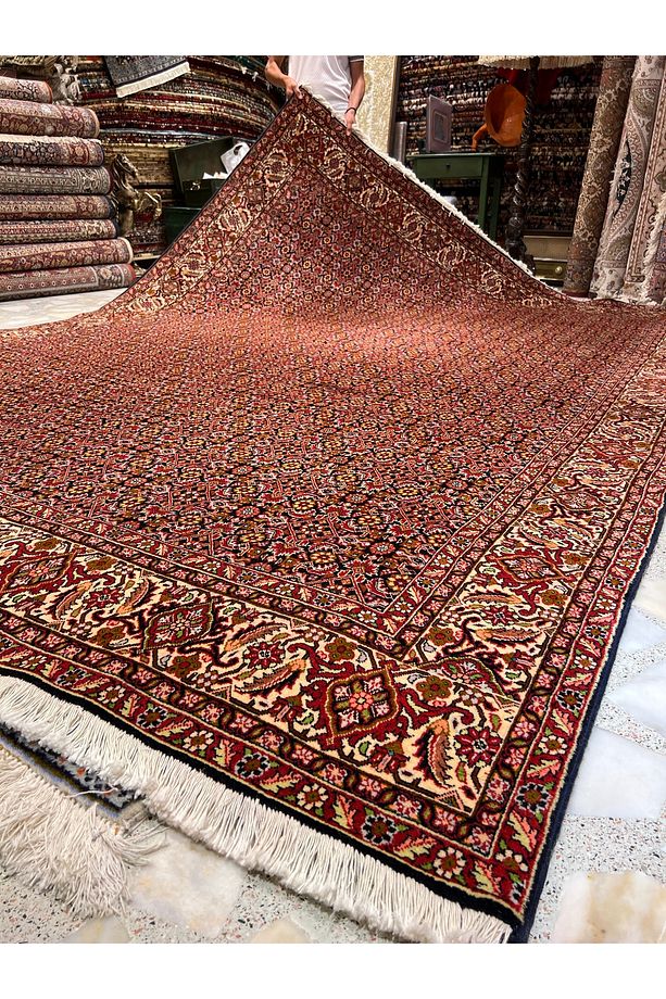 El Dokuma İran Bijar Halısı Pamuk Saçak Üzerine Yün Dokuma Ebatı 3.40x2.50 - 2