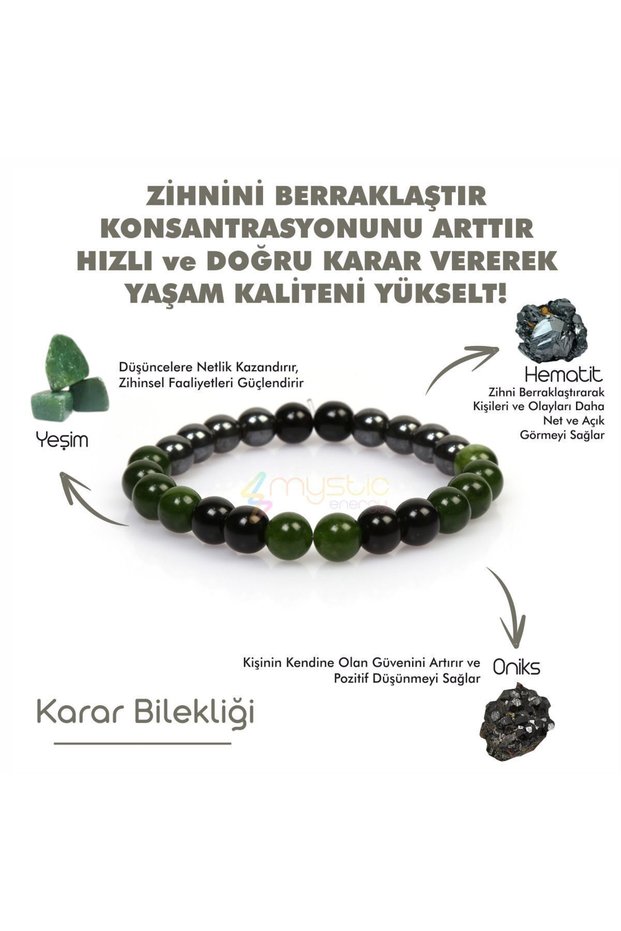 Certified Natural Stone Decision Talisman Bracelet | Onix,Hematite,Jade Stone Natural Stone |   Gift Natural Stone