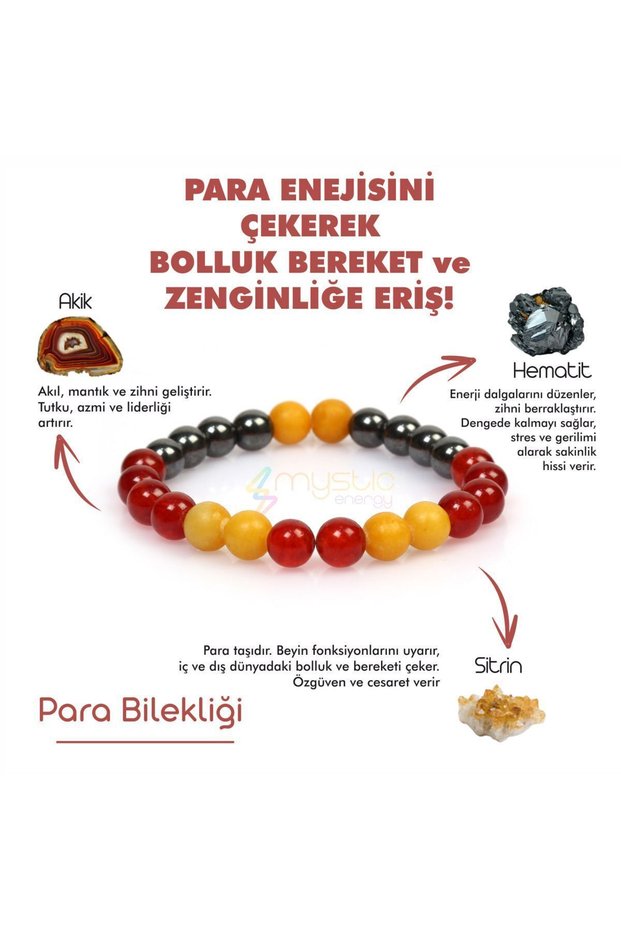 100% Real Natural Stone Abundance Bracelet |   Hematite, Citrine, Agate Gift Natural Stone