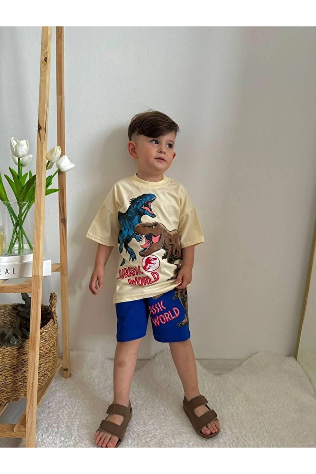 طقم بدلة علوية وسفلية بنمط ديناصور - 1