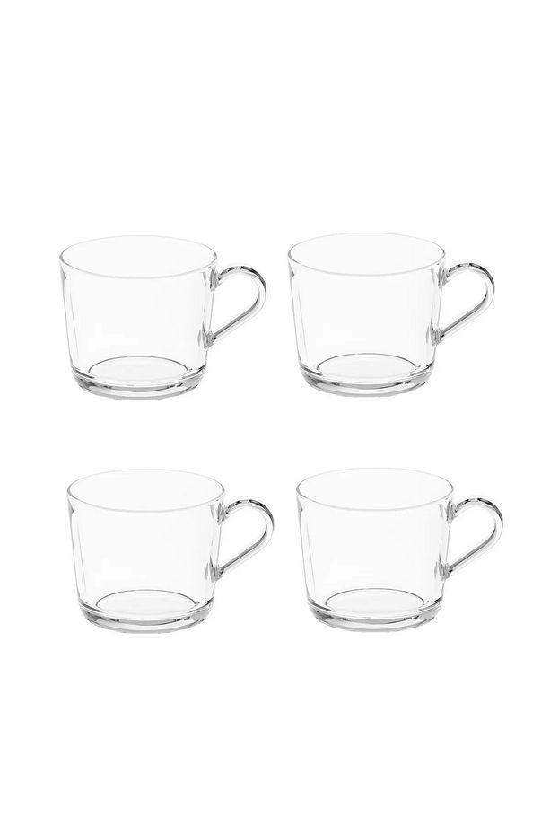 4 Lü Set Şeffaf Cam Kupa Hacim: 240 Ml Fincan Yükseklik: 7 Cm - 1