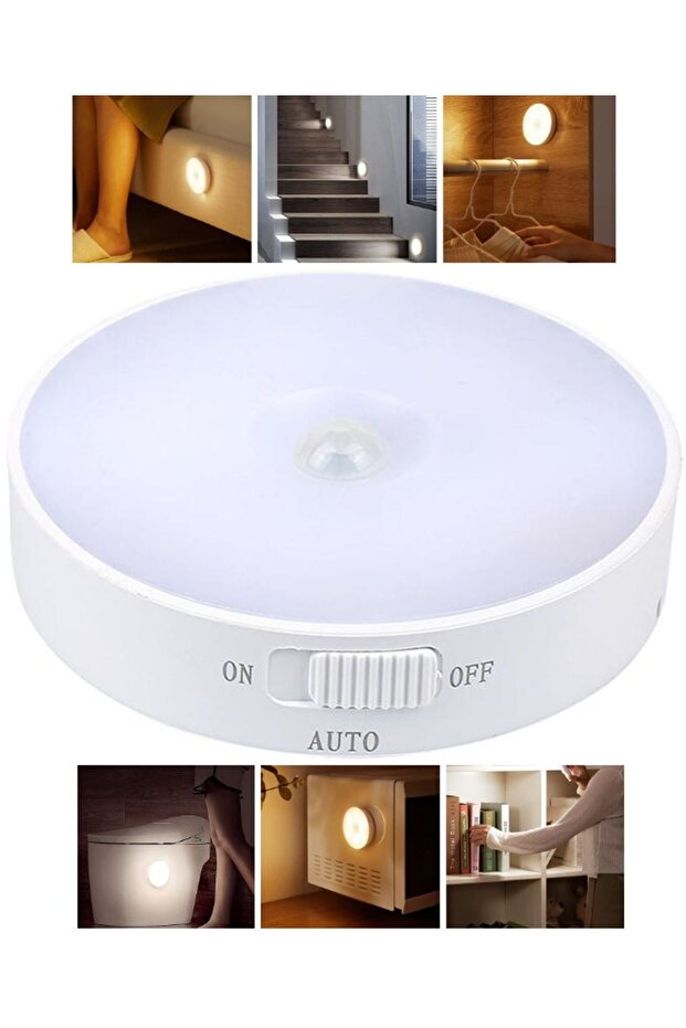 Hareket Sensörlü Usb Şarjlı Led Işık Gece Lambası Mutfak Salon Merdiven Yatak Odası Dolap içi - 6