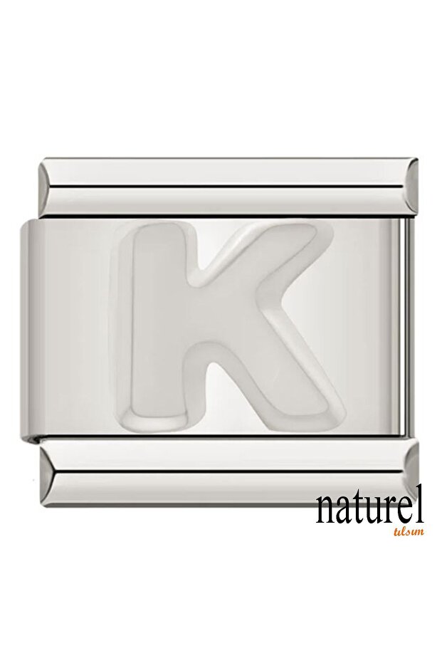 Italian Stainless Steel Silver Letter K 9mm Charm