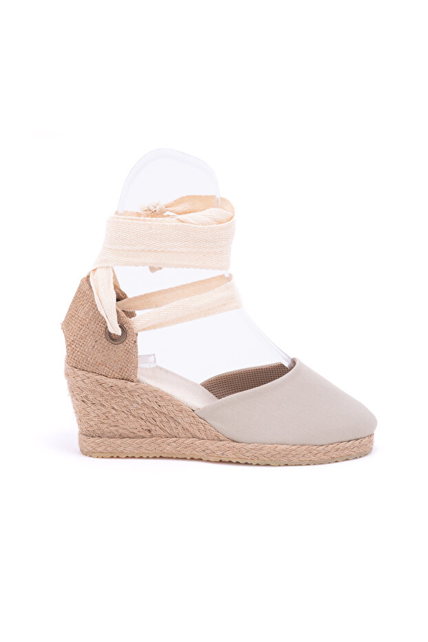 Authentic Handmade Beige Woven Wedge Heel Linen Espadrilles
