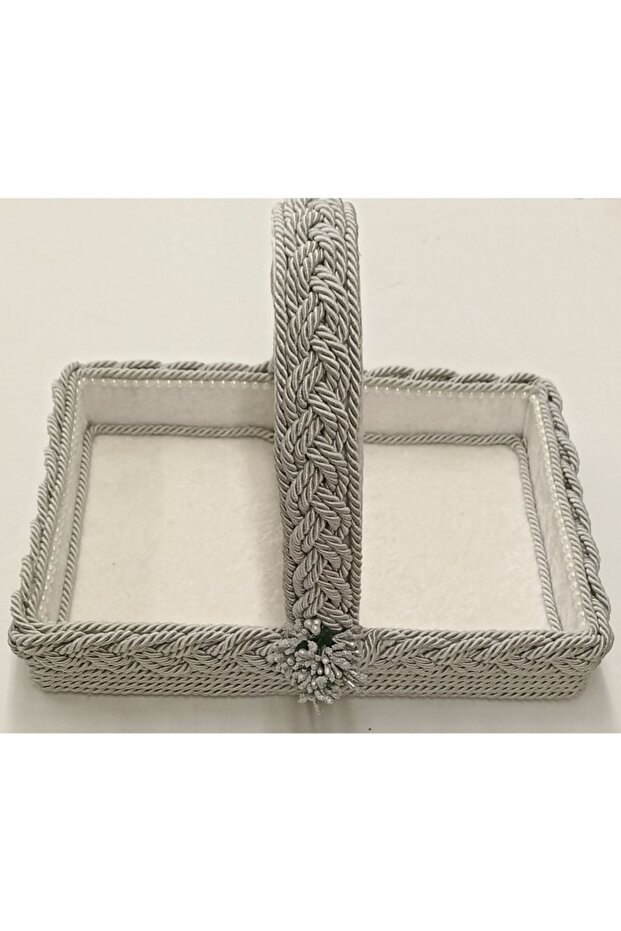 منظم سلة هدايا مستطيل الشكل بمقبض محبوك - حزمة مهر - 1