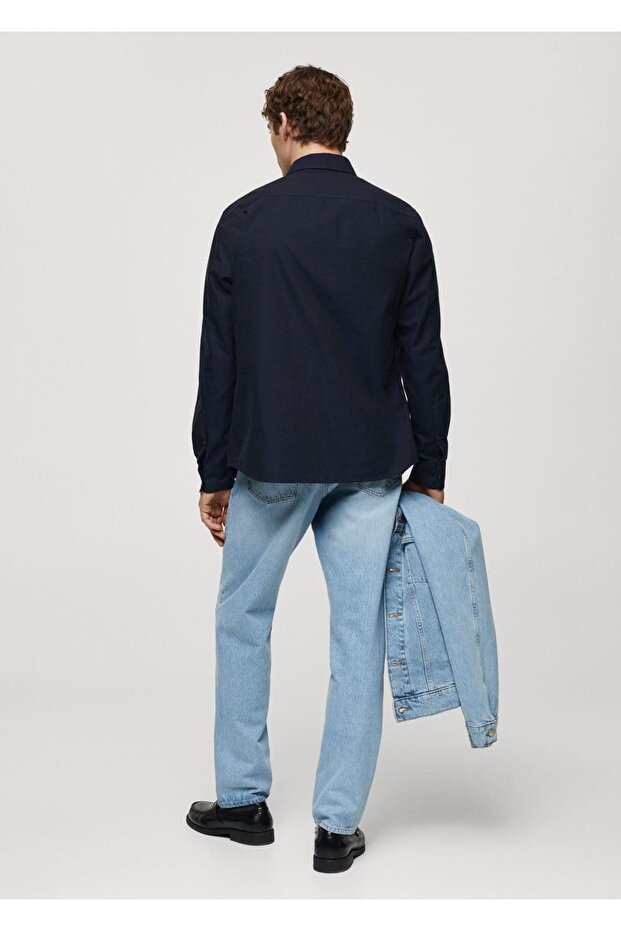 Regular fit pamuklu Oxford gömlek - 4