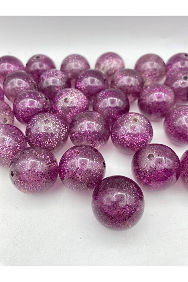 30mm Glittery Lilac Acrylic Beads, for Jewelry and Bag Making (100g, ~6 pieces)