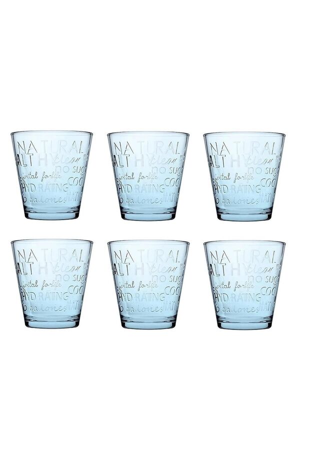 City Pop 250ml water glasses, set of 6, turquoise.