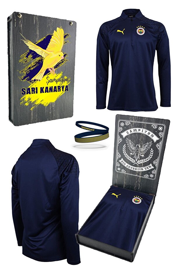 Original 23/24 a Takım Hoca Half Zipper Navy Blue Kids Sweat + Wristband Set Boxed