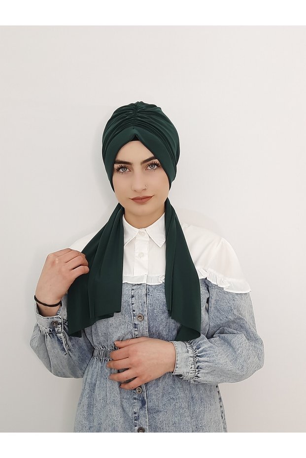 Tesettür Yüzücü Design Swimming Cap (Sea and Pool Cap), Matching with the Swimsuit and Swimwear Top, Emerald Green.