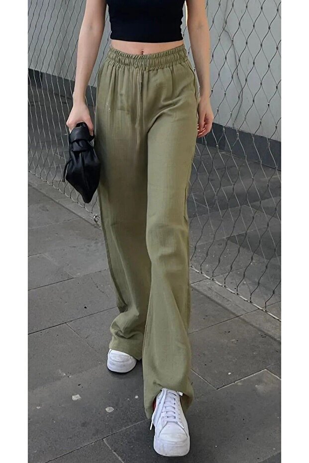 Wide-Leg Muslin Women's Trousers