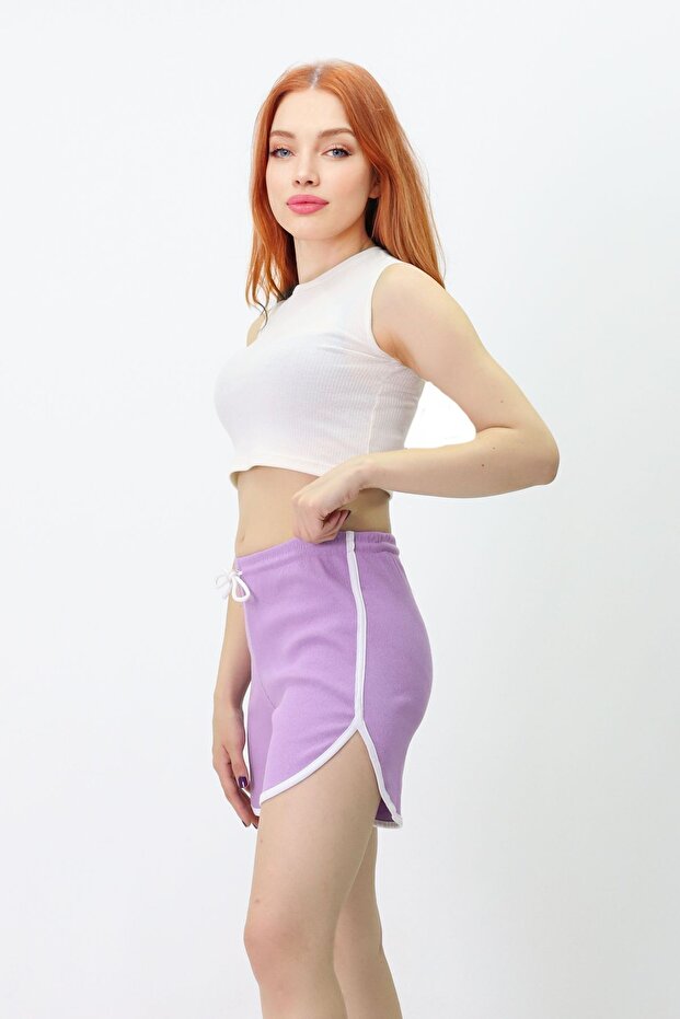 Pamuklu Çizgili Şort - 4