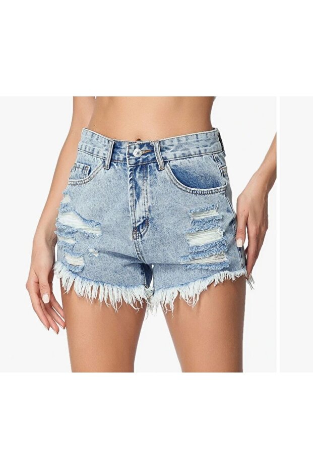Women's High Waist Ripped Model Short Shorts
