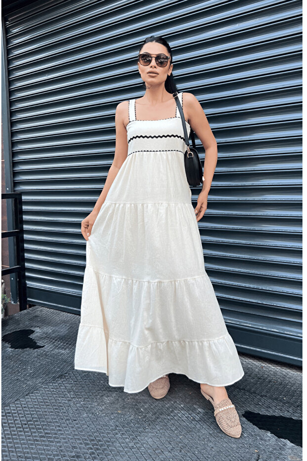 Linen Maxi Dress - Strappy, CREAM