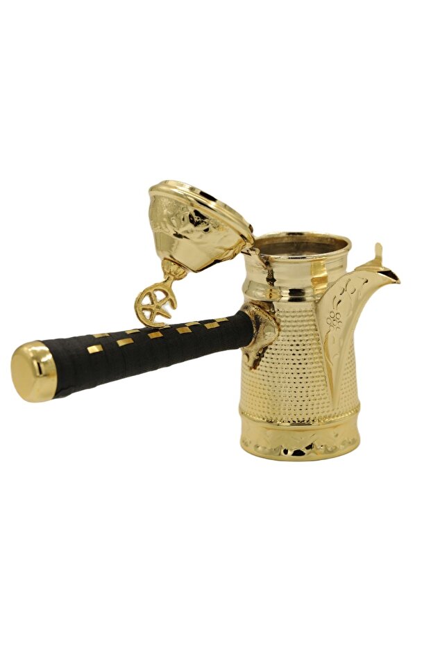 Yellow Copper Forged Embroidered Mirra Coffee Pot 18 CM