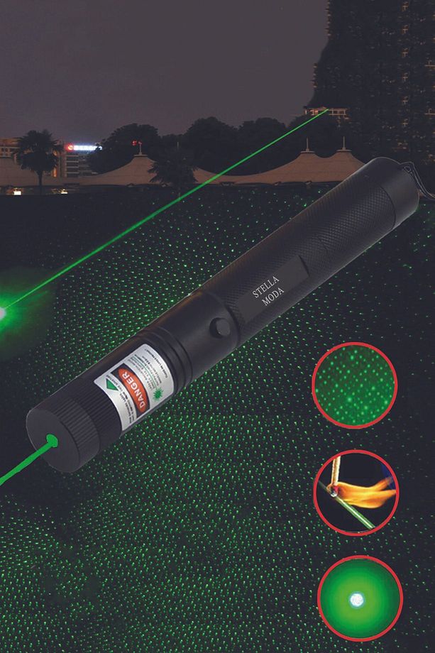 Şarjlı Anahtar Emniyetli Yeşil Lazer Pointer Yüksek Güçlü Lazer Işaretçisi - 5