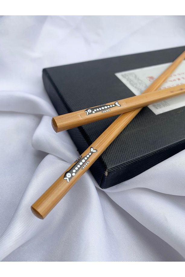 Japon Bambu Chopstick Uzun Balık 1 Çift - 6