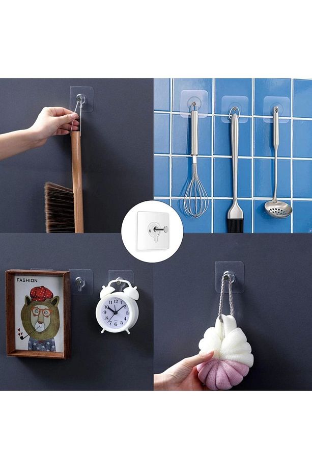 4 Adet Yapışkan Çerçeve Resim Askısı Yapışkanlı Askı Paslanmaz Çelik Mutfak Banyo Ev Duvar Dekoru Çi - 5