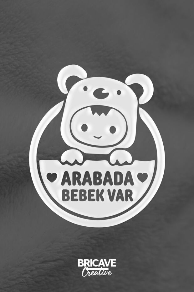 Arabada Bebek Var Araba Cam Sticker 24x28cm - 1