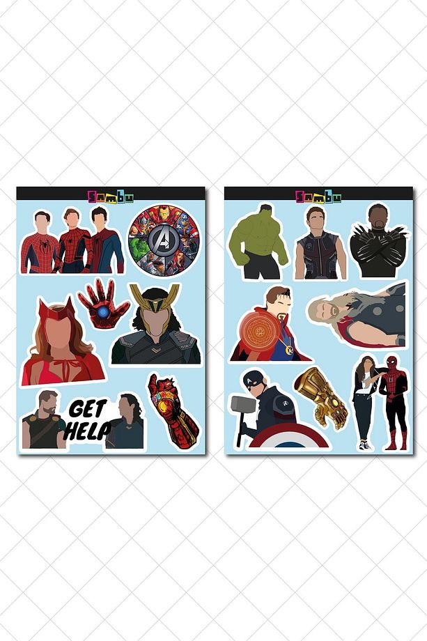 Süper Kahramanlar Temalı Sticker Etiket Seti 2 - Laptop Notebook Telefon - 2