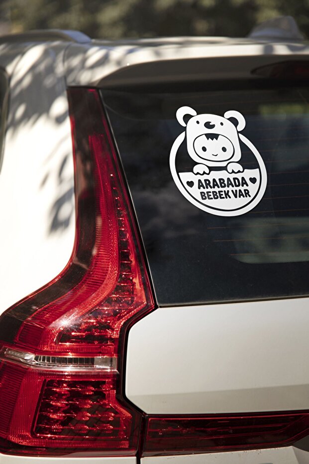 Arabada Bebek Var Araba Cam Sticker 24x28cm - 3
