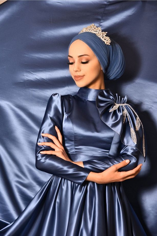 Narin Indigo Abiye Elbise - 3