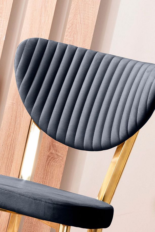 Kütük Desenli MDF Gold Elma Mutfak Masa Takımı 6 Sandalyeli Salon Yemek Masa Takımı - 4
