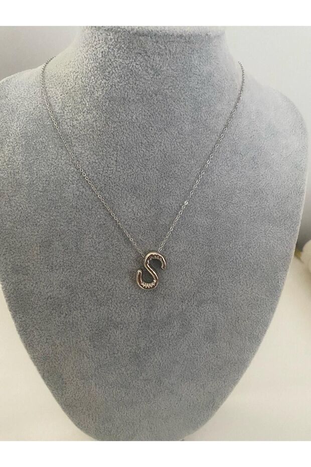 S Letter Silver Color Balloon Pendant,High Letter Necklace