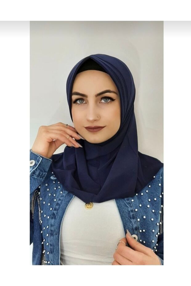 وشاح حجاب تكتيكي جاهز باللون الأزرق الداكن