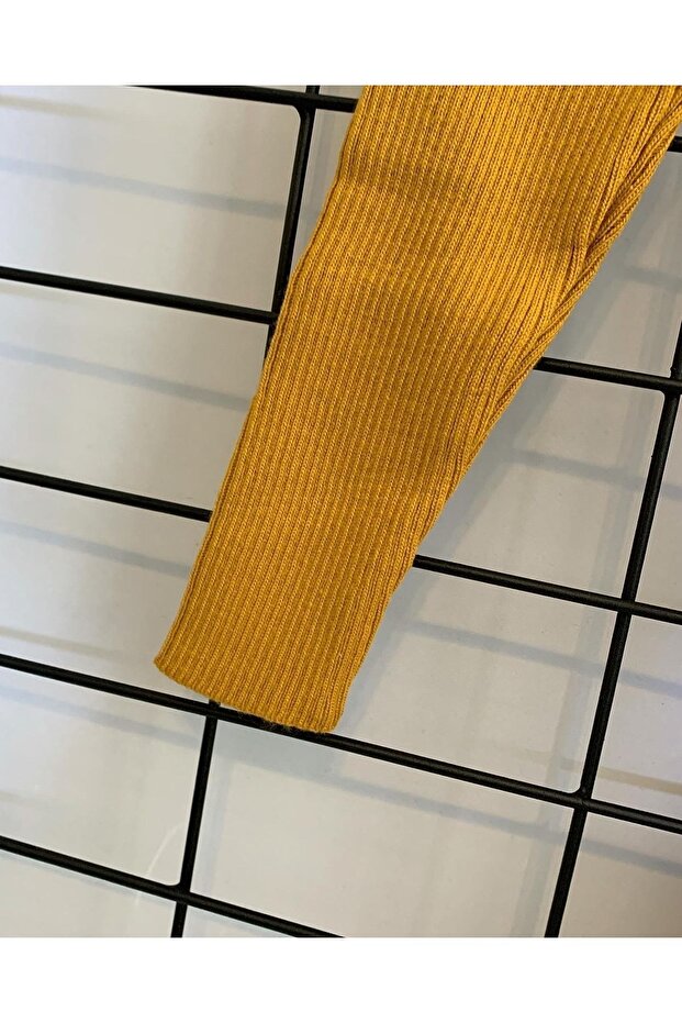 Kadın Midi Boy Camel Tam Balıkçı Fitilli Basic Triko Elbise - 5