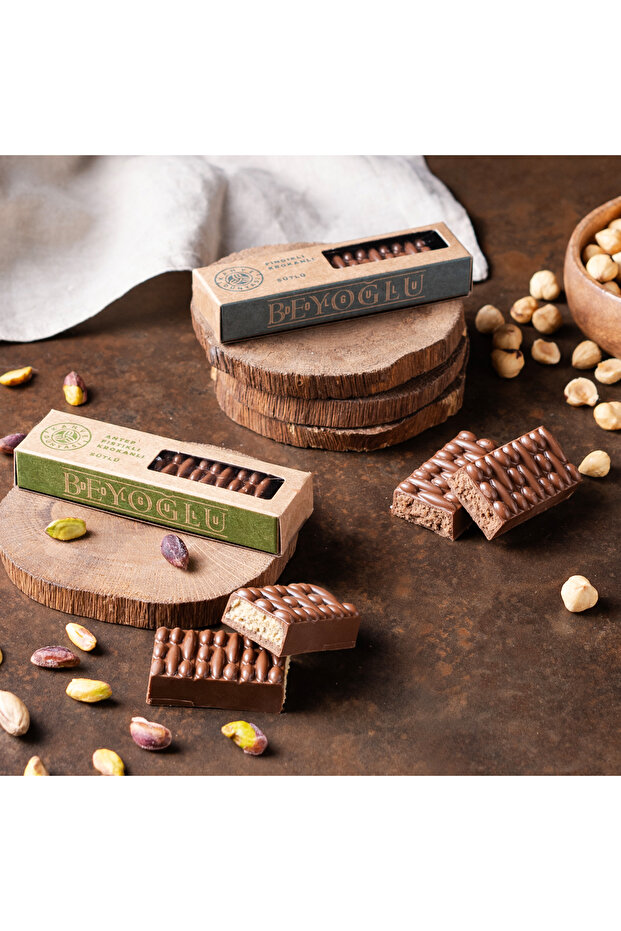 Beyoğlu Sütlü Antep Fıstıklı Krokanlı 40g- Sütlü Fındık Krokanlı 40g İkilisi - 1