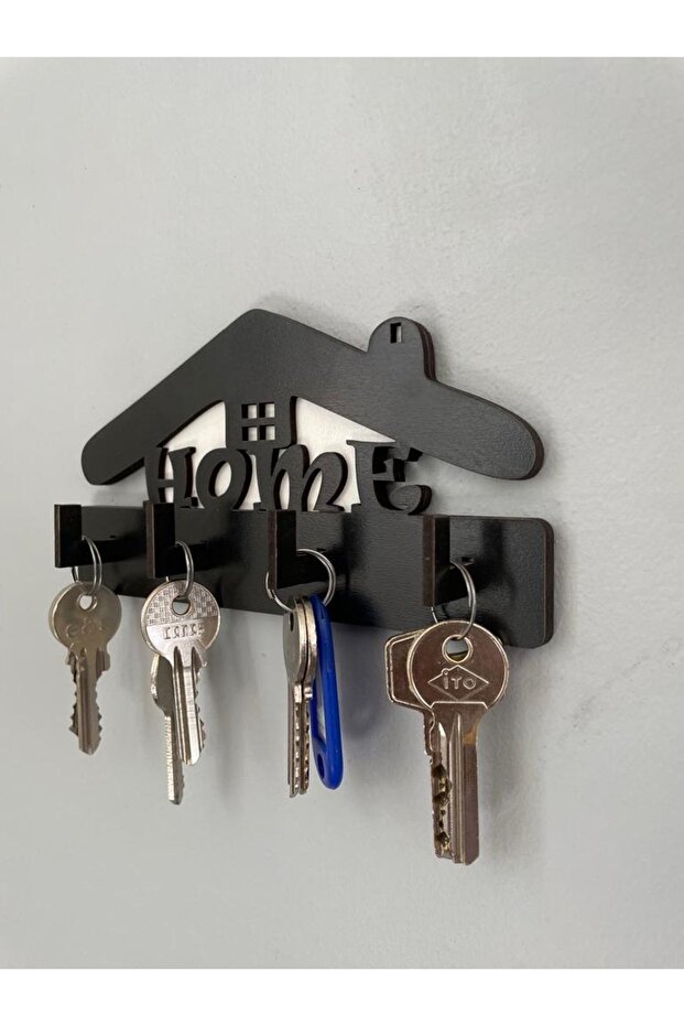 Ev Figürlü Home Ahşap Anahtar Askısı - 2