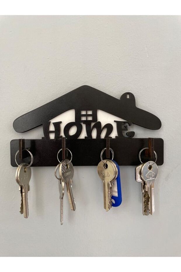 Ev Figürlü Home Ahşap Anahtar Askısı - 1