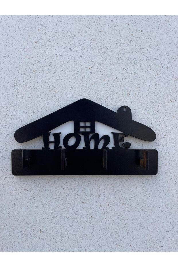 Ev Figürlü Home Ahşap Anahtar Askısı - 4